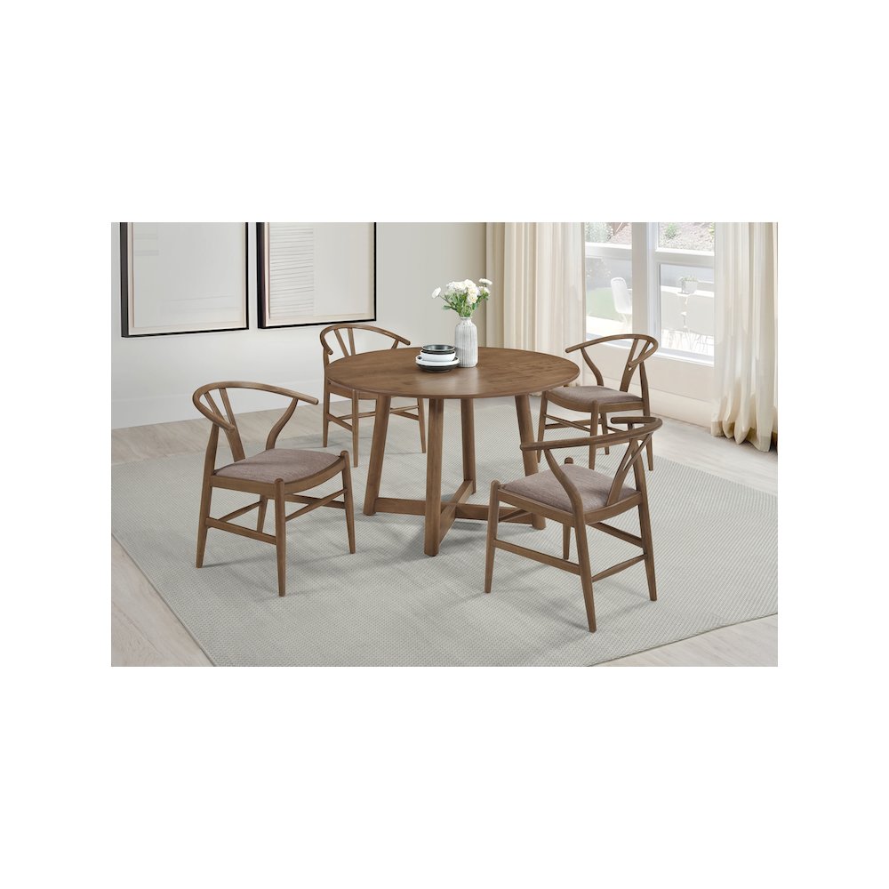 Dinah Round 47-inch Solid Wood Dining Table Walnut