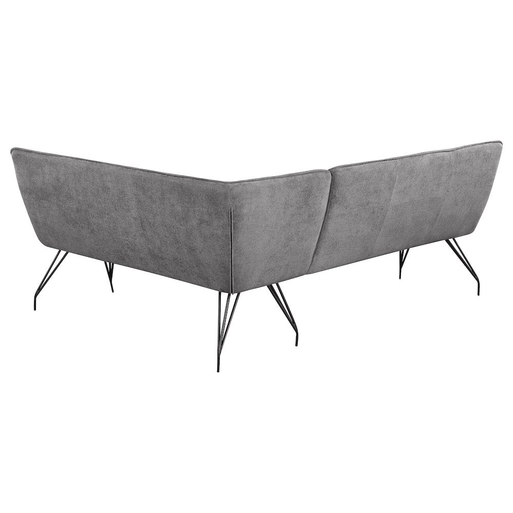 Dodson Fabric Upholstered L-Shaped Nook Dining Bench Grey