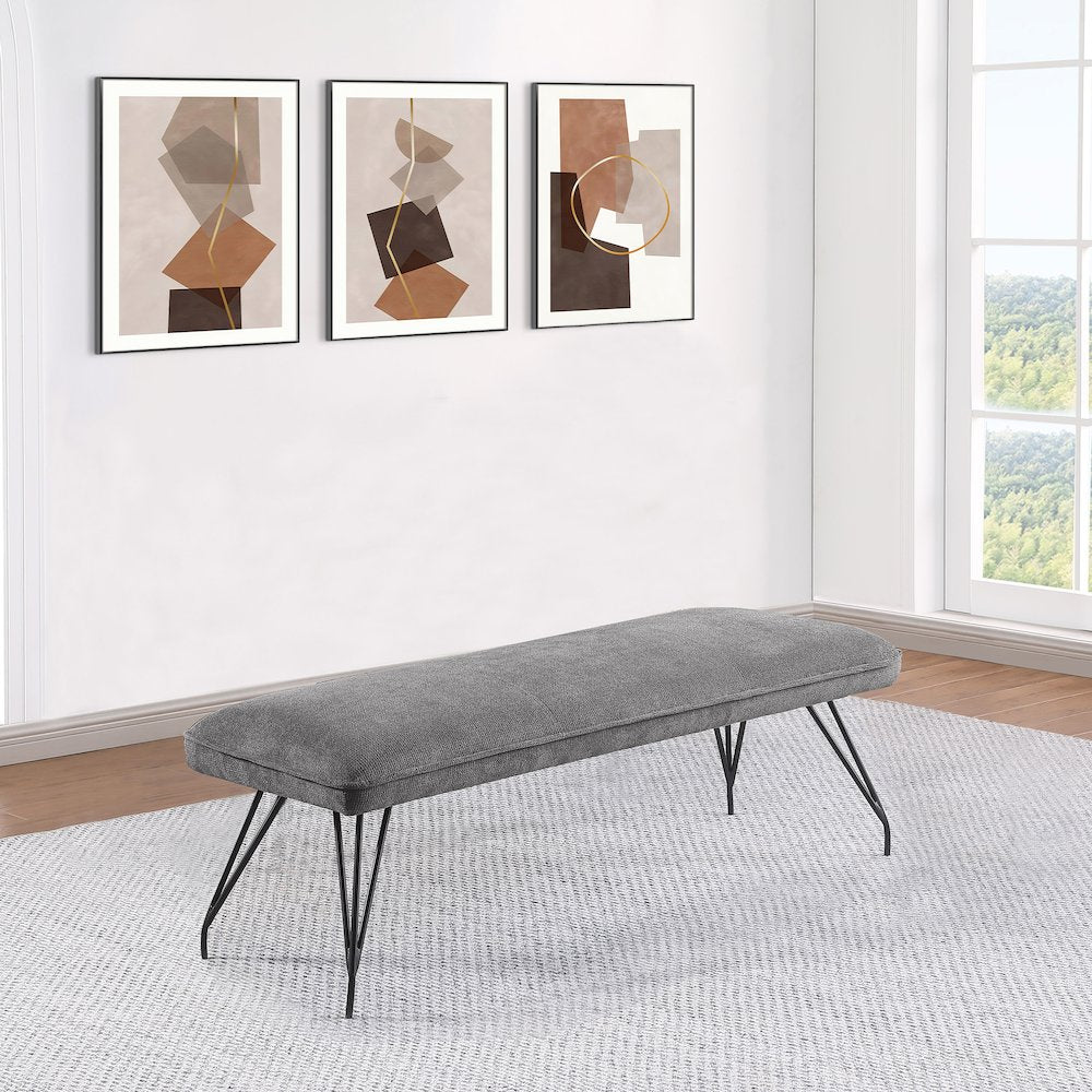 Dodson Fabric Upholstered Dining Bench Grey