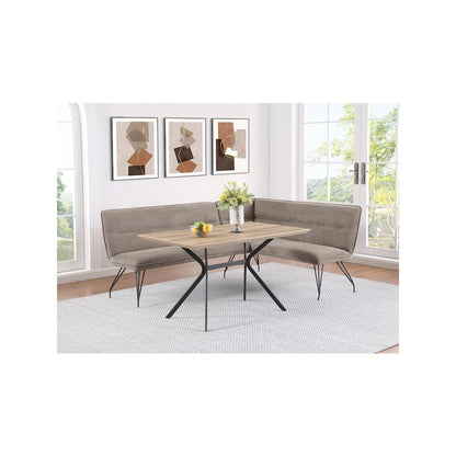 Dodson Fabric Upholstered L-Shaped Nook Dining Bench Taupe