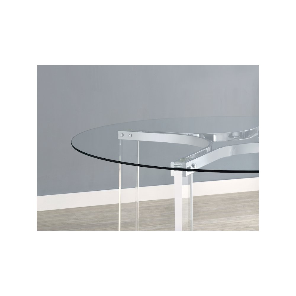 Keeling 47-inch Round Glass Top Acrylic Dining Table Chrome
