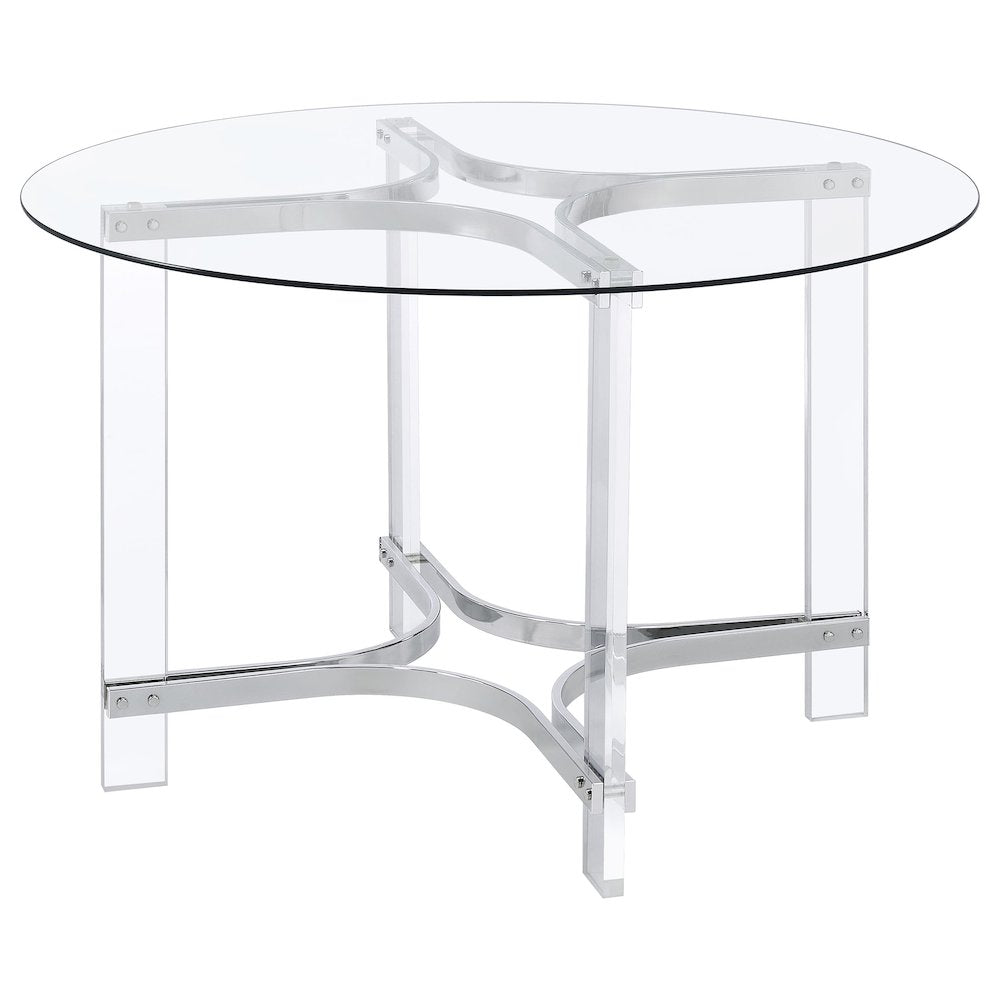 Keeling 5-piece Round Glass Top Acrylic Dining Set Chrome