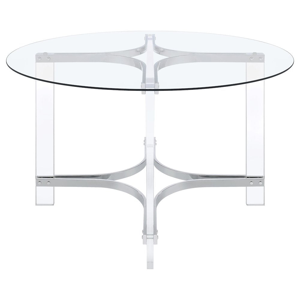 Keeling 5-piece Round Glass Top Acrylic Dining Set Chrome