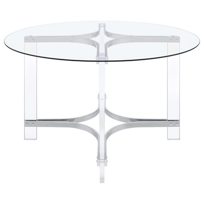 Keeling 5-piece Round Glass Top Acrylic Dining Set Chrome