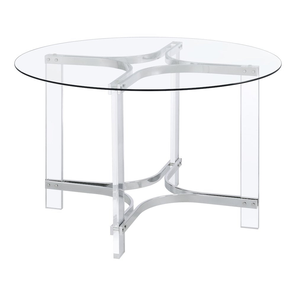 Keeling 5-piece Round Glass Top Acrylic Dining Set Chrome