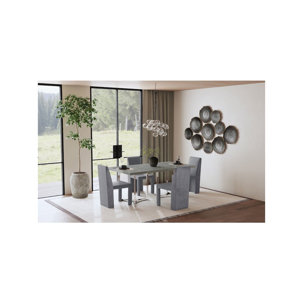 Tordera Velvet Upholstered Dining Side Chair Grey (Set of 2)