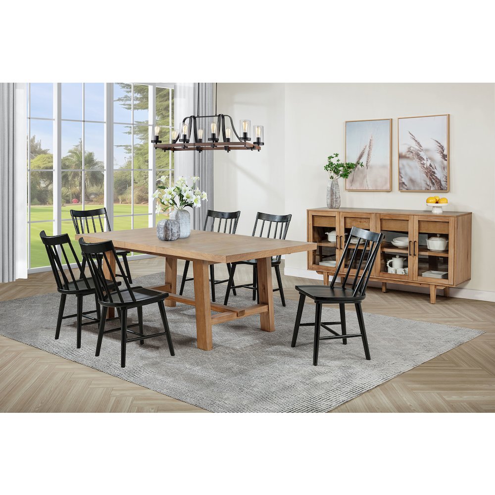 Middleton 7-piece Extension Leaf Dining Set Brown and Black