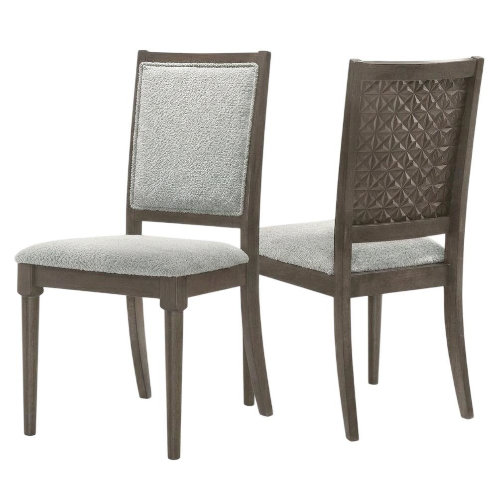 Polyester-Upholstered Mid-Century Modern Dining Side Chair, Dark Brown, Set of 2
