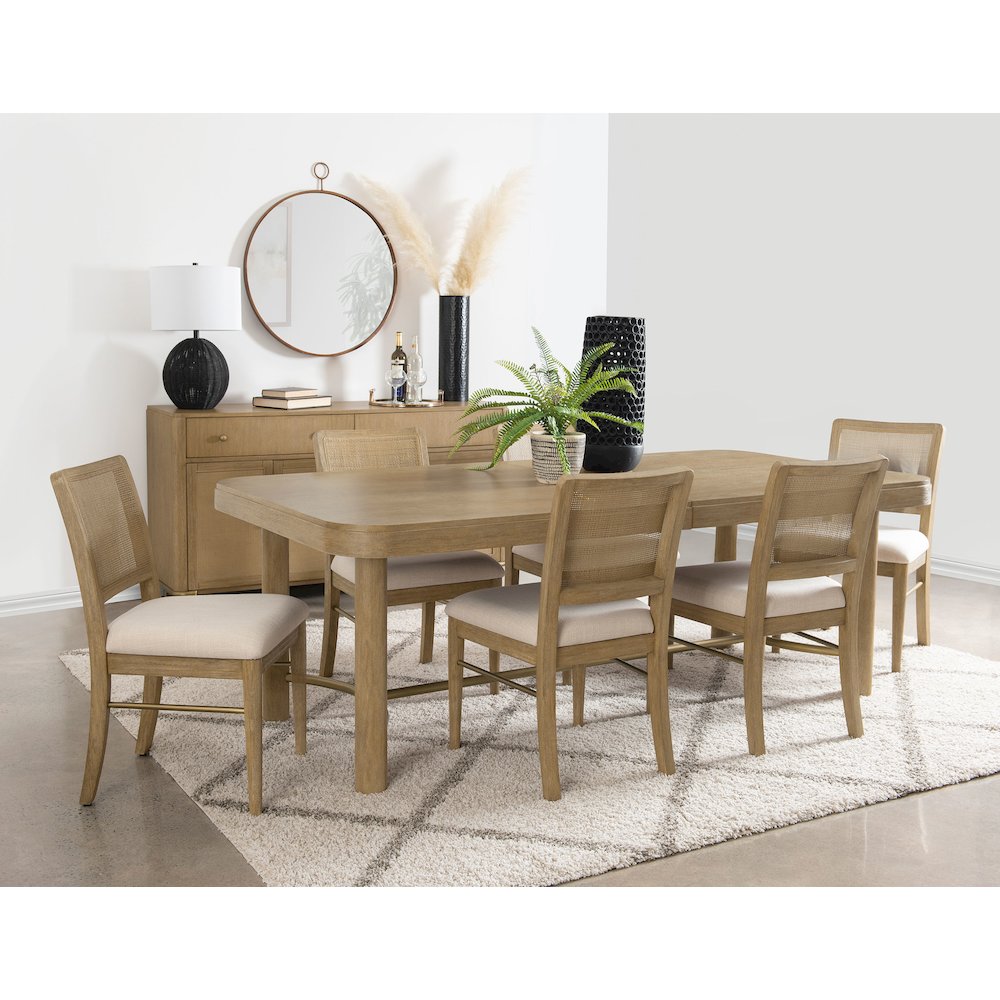 Arini 7-piece Extension Leaf Dining Table Set Sand Wash