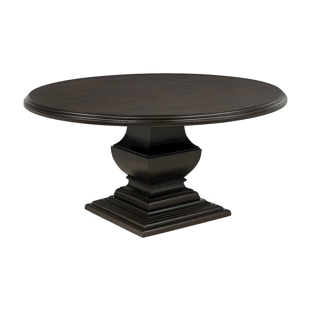 Round Wood Pedestal Dining Table for 6, Traditional, Dark Cocoa