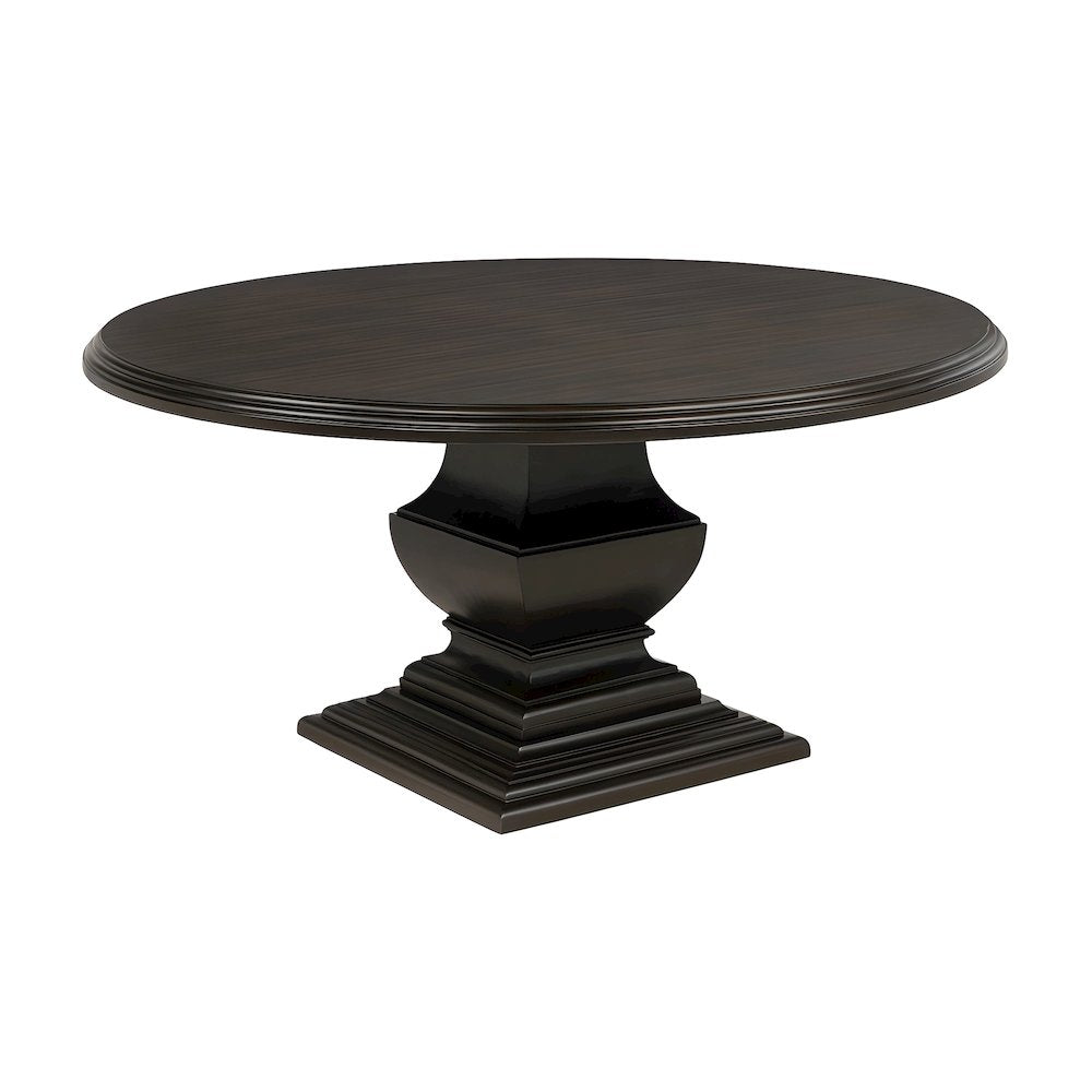 Round Wood Pedestal Dining Table for 6, Traditional, Dark Cocoa