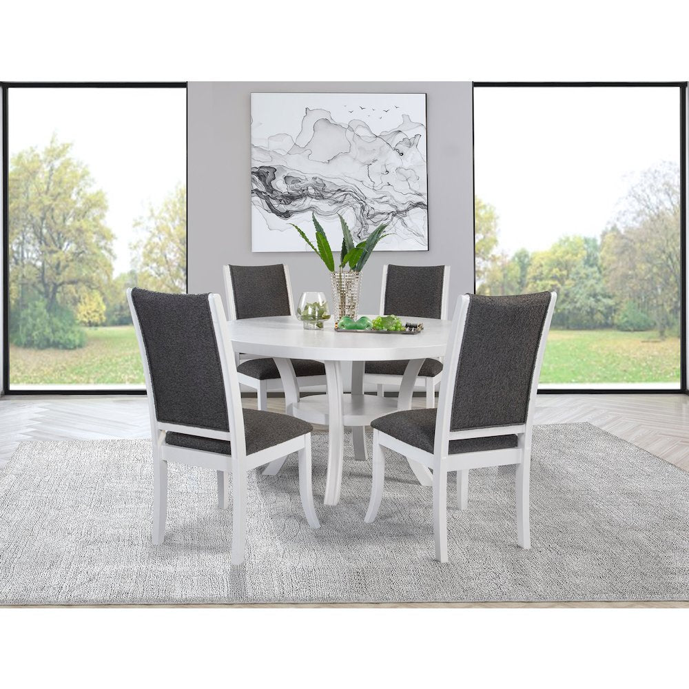 Judd 5-piece 54-inch Round Wood Dining Table Set Pearl White