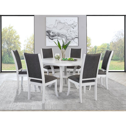 Judd 7-piece 54-inch Round Wood Dining Table Set Pearl White