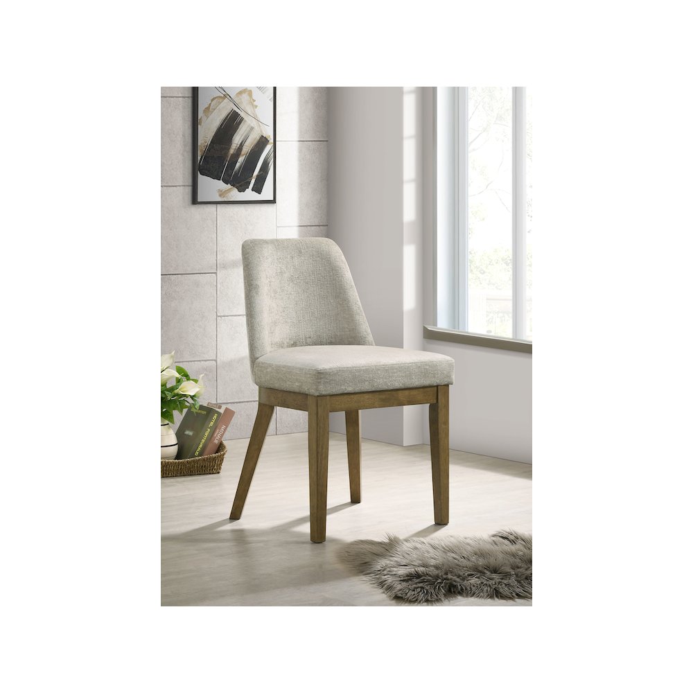 Castlewood Upholstered Dining Side Chair Brown Oak (Set of 2)