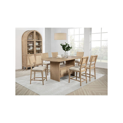Kailani 4-Door Cane Dining Vitrine Display Cabinet Beige Oak