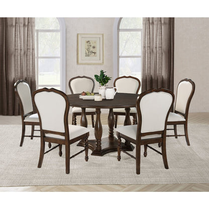 Landon 60-inch Round Wood Pedestal Dining Table Rich Brown