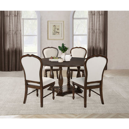 Landon 5-piece 60-inch Round Dining Table Set Rich Brown