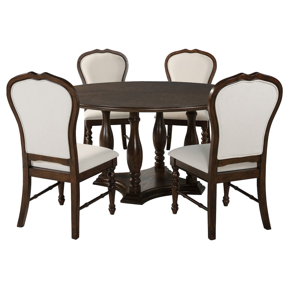 Landon 5-piece 60-inch Round Dining Table Set Rich Brown