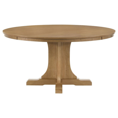 Hartville 7-piece Round Dining Table Set Natural Light Brown