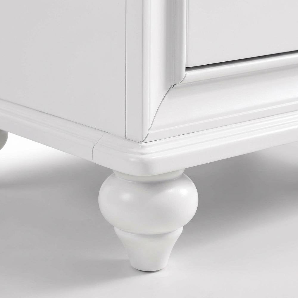 White Modern Nightstand with Chrome Finish, Sleek Design and Durable Build