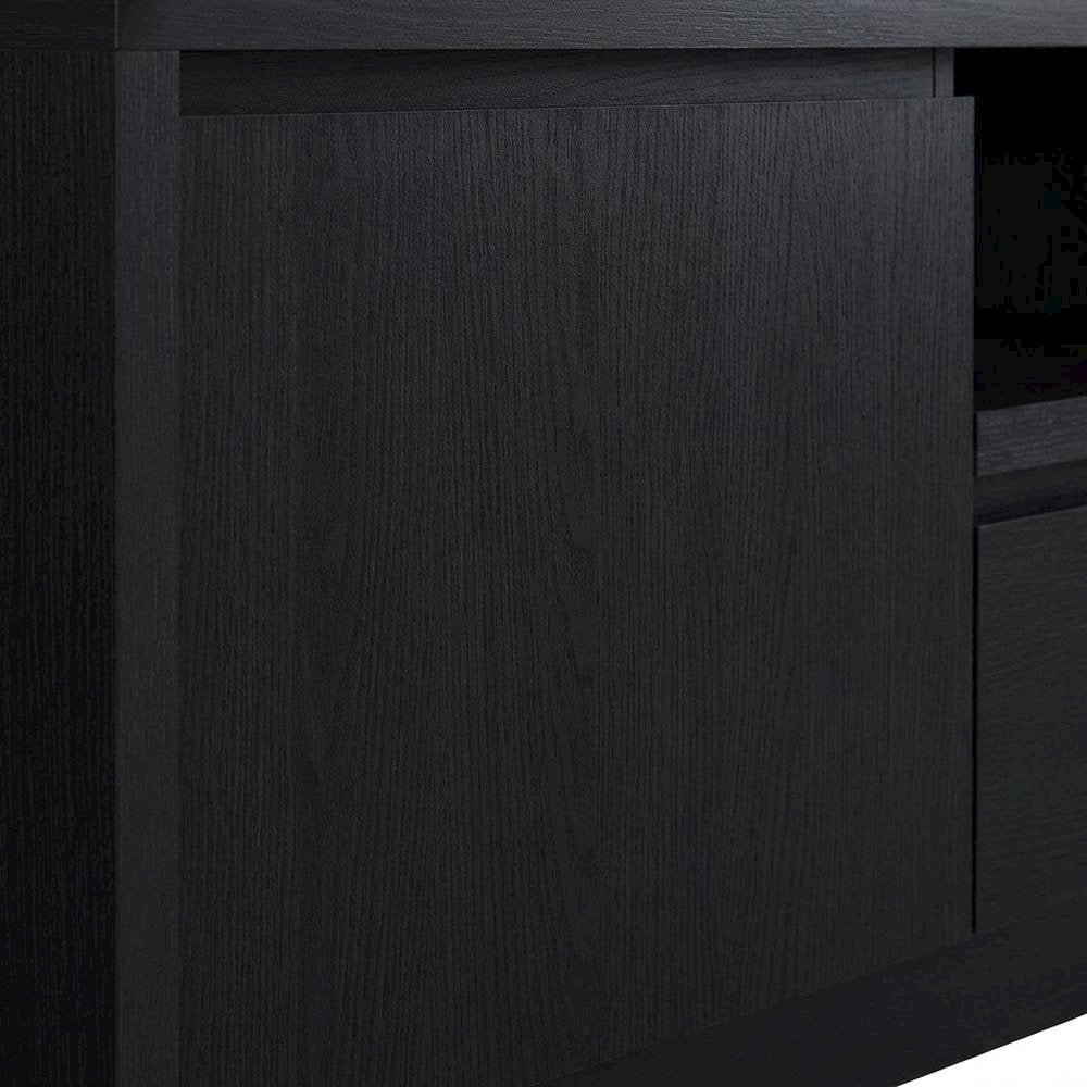 Black 78-Inch TV Stand with Engineered Wood Media Console and Contemporary Style