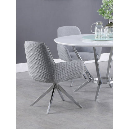 Abby Fabric Upholstered Swivel Dining Arm Chair Light Grey