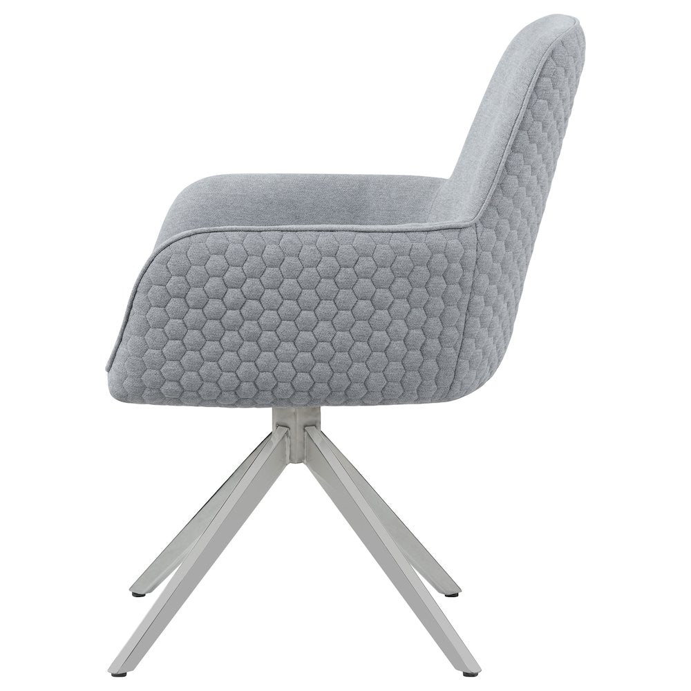 Abby Fabric Upholstered Swivel Dining Arm Chair Light Grey