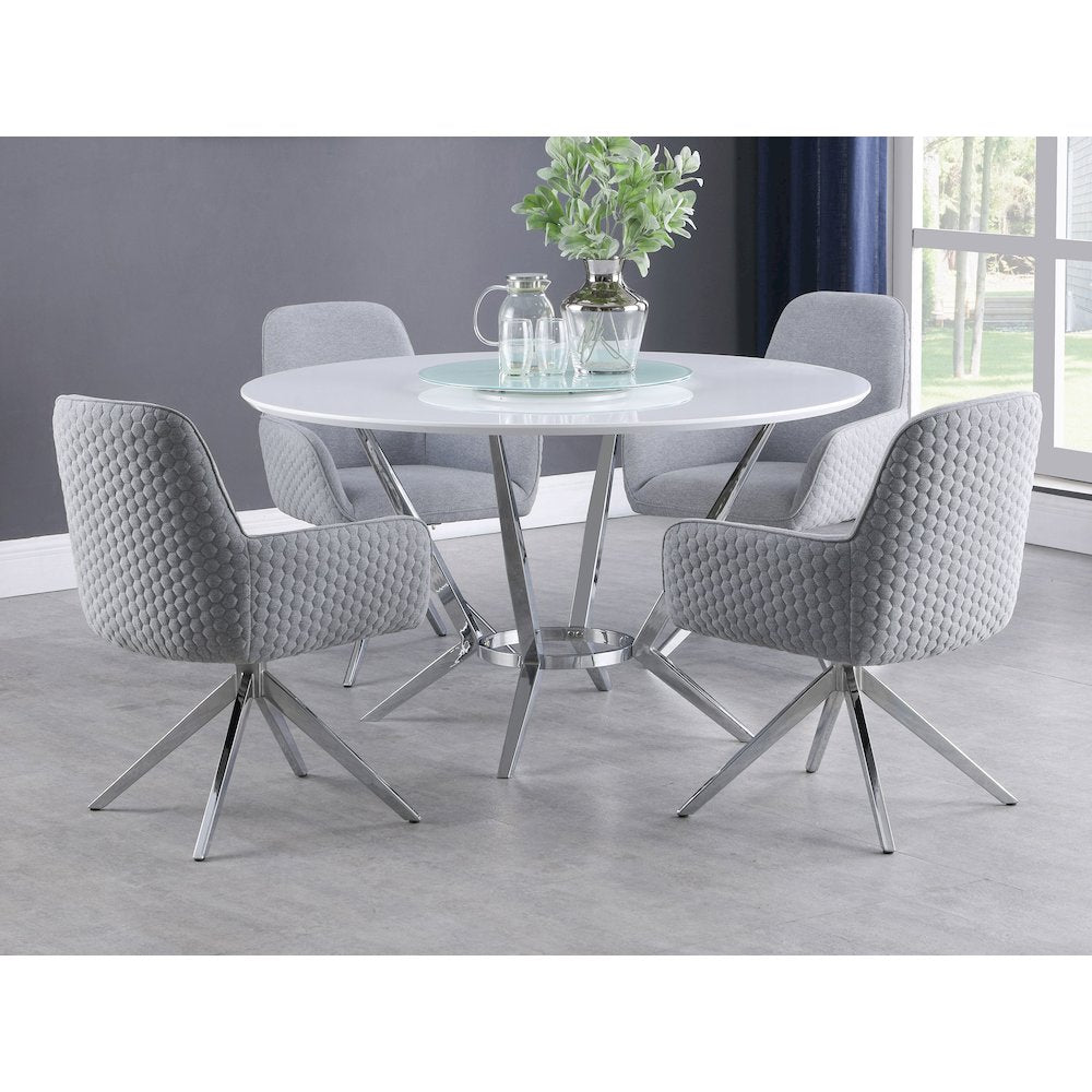 Abby Fabric Upholstered Swivel Dining Arm Chair Light Grey
