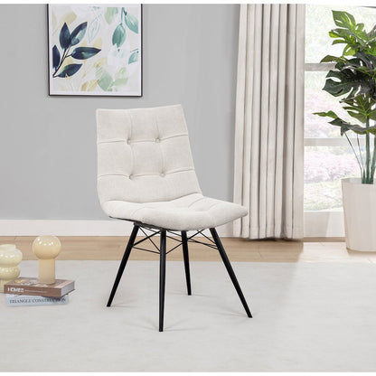 Aiken Fabric Upholstered Dining Side Chair Saddle Stone White (Set of 4)