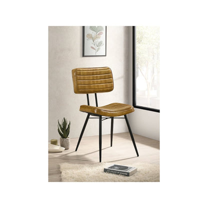 Misty Leather Upholstered Dining Side Chair Camel (Set of 2)