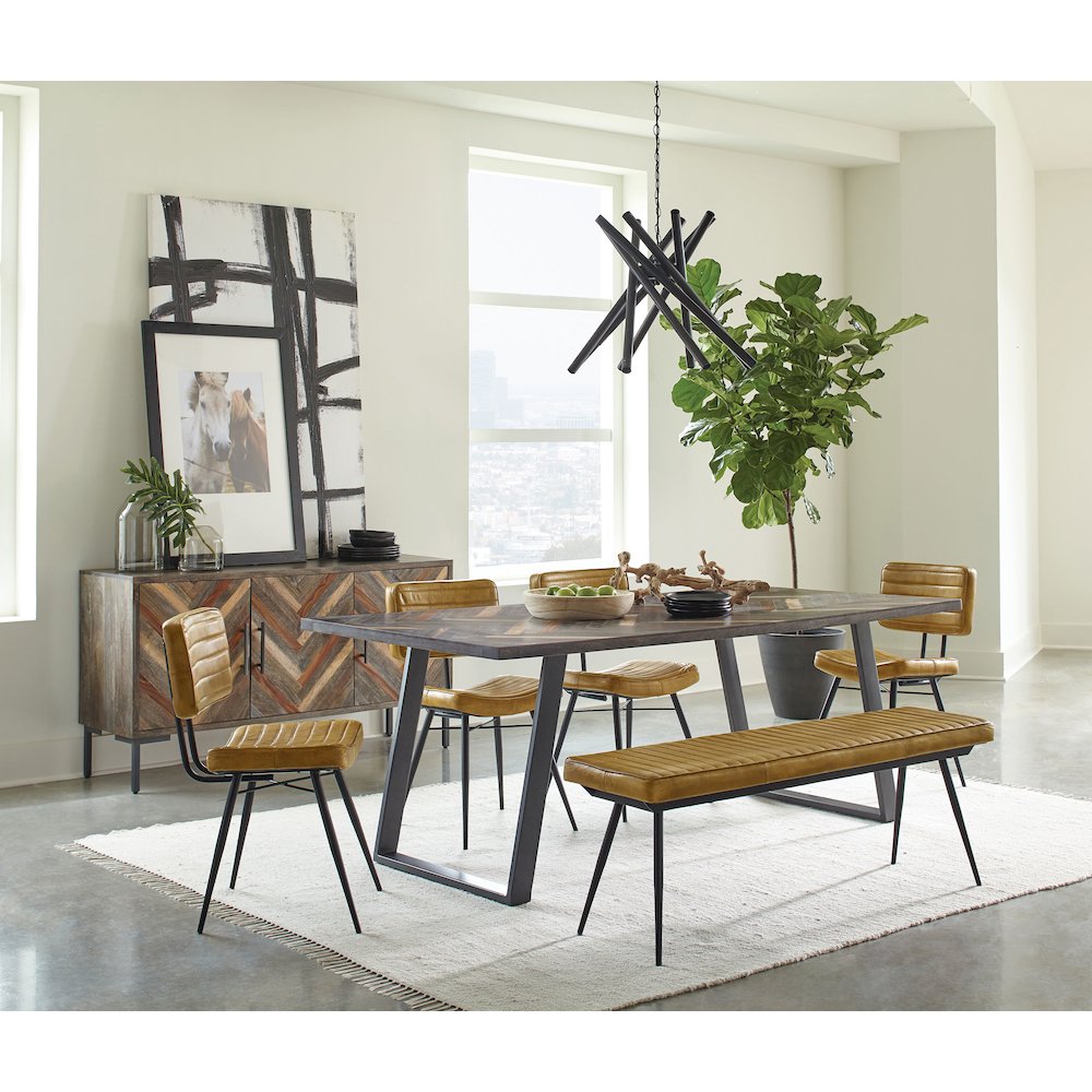 Misty Leather Upholstered Dining Bench Antique Camel