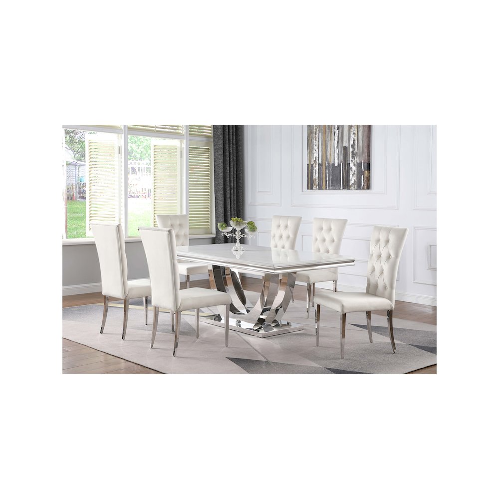 Kerwin Rectangular 71-inch Stone Top Dining Table White
