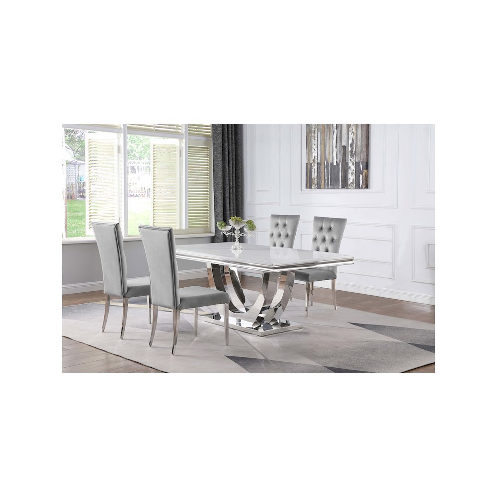 Kerwin 5-piece Rectangular Dining Table Set Grey and Chrome