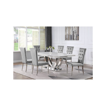 Kerwin 7-piece Rectangular Dining Table Set Grey and Chrome