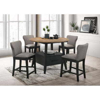 Gibson 1-drawer Round Counter Height Table Yukon Oak and Black