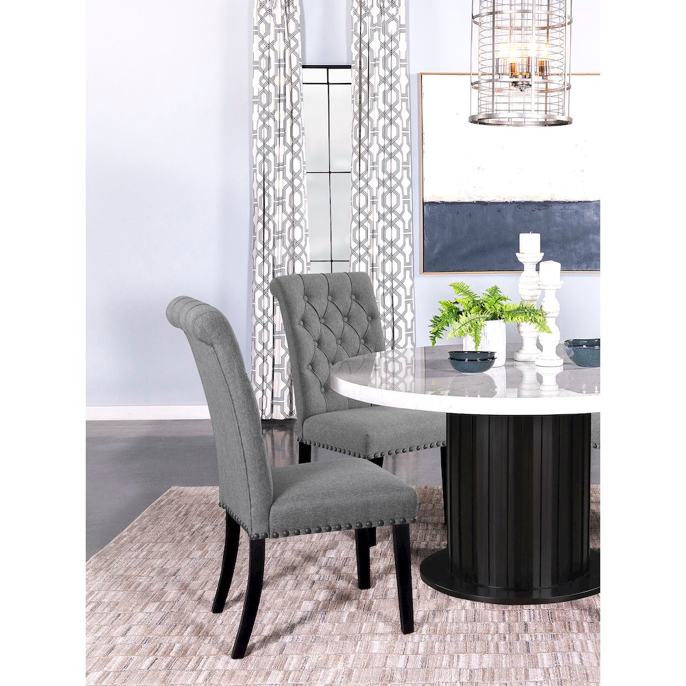 Alana Fabric Upholstered Dining Side Chair Grey (Set of 2)