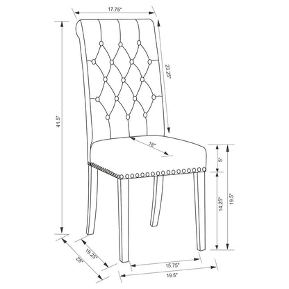 Alana Fabric Upholstered Dining Side Chair Grey (Set of 2)