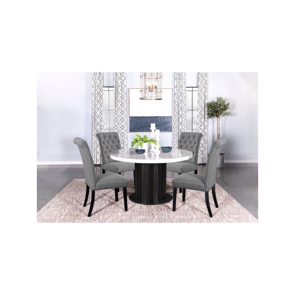 Alana Fabric Upholstered Dining Side Chair Grey (Set of 2)