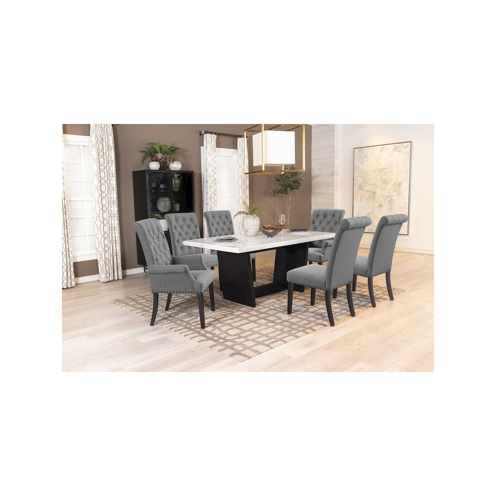 Alana Fabric Upholstered Dining Side Chair Grey (Set of 2)