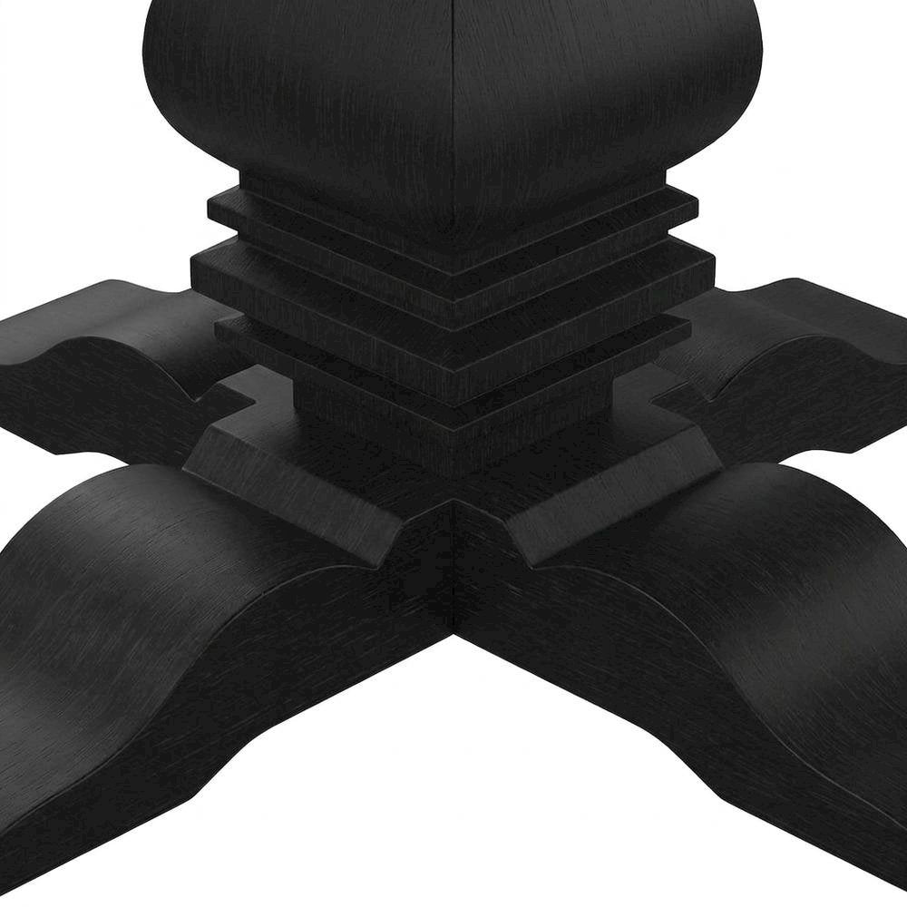 Wood Round Pedestal Dining Table for 6, Traditional, Distressed Black