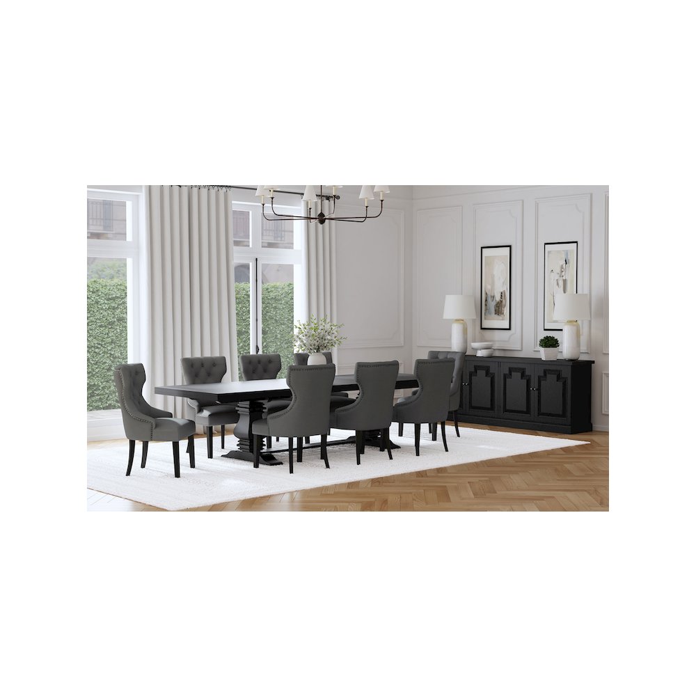 Baney Fabric Upholstered Dining Side Chair Grey and Black