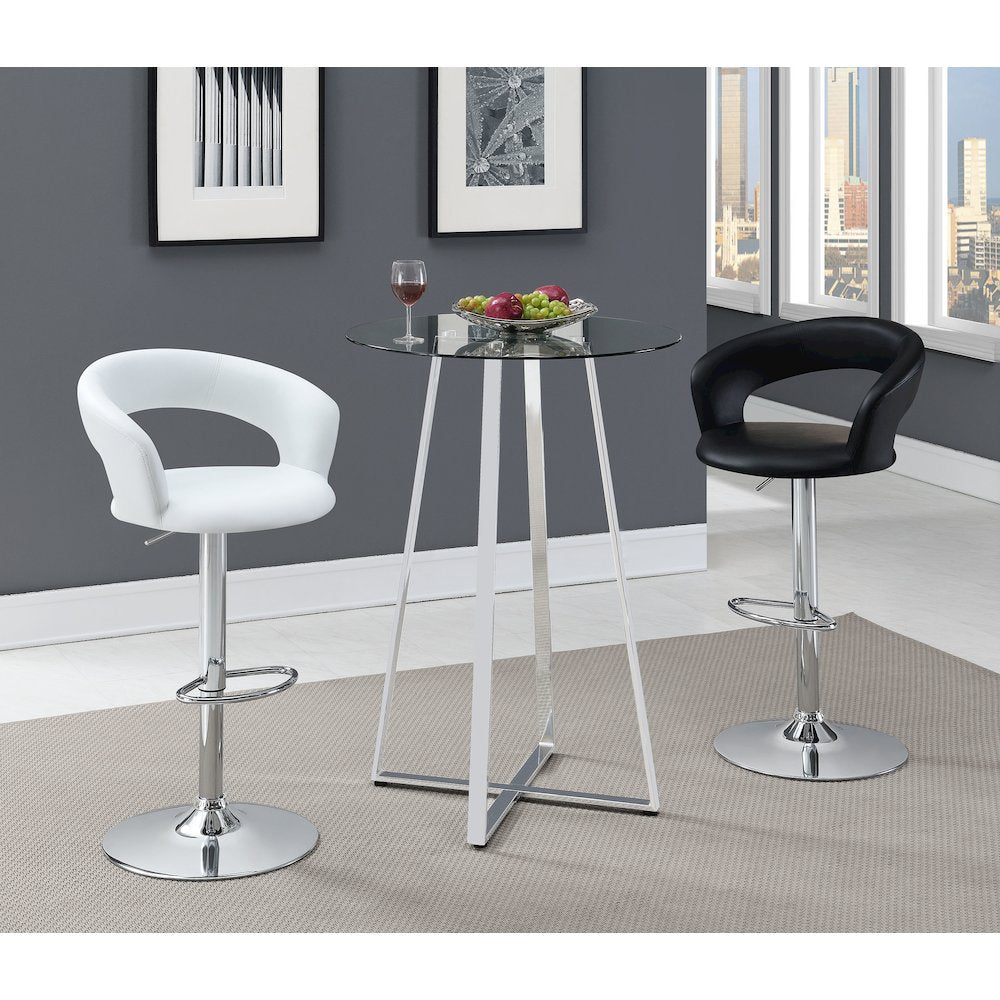 Barraza 29" Adjustable Height Bar Stool White and Chrome