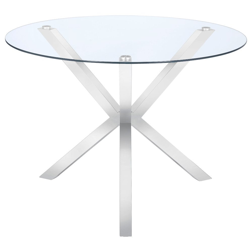 Vance Round 41-inch Glass Top Asterisk Dining Table Chrome