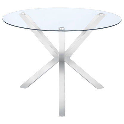 Vance Round 41-inch Glass Top Asterisk Dining Table Chrome