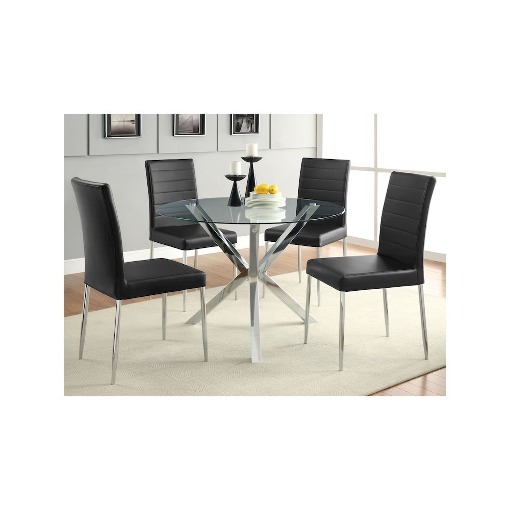 Vance Round 41-inch Glass Top Asterisk Dining Table Chrome