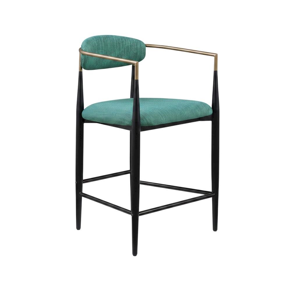 Upholstered Counter Stool, Kitchen Island Chair, Green, Set of 2