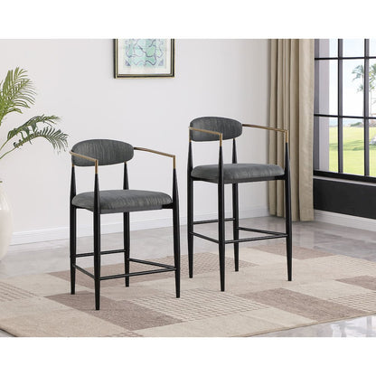 Tina Fabric Upholstered Counter Chair Dark Grey (Set of 2)