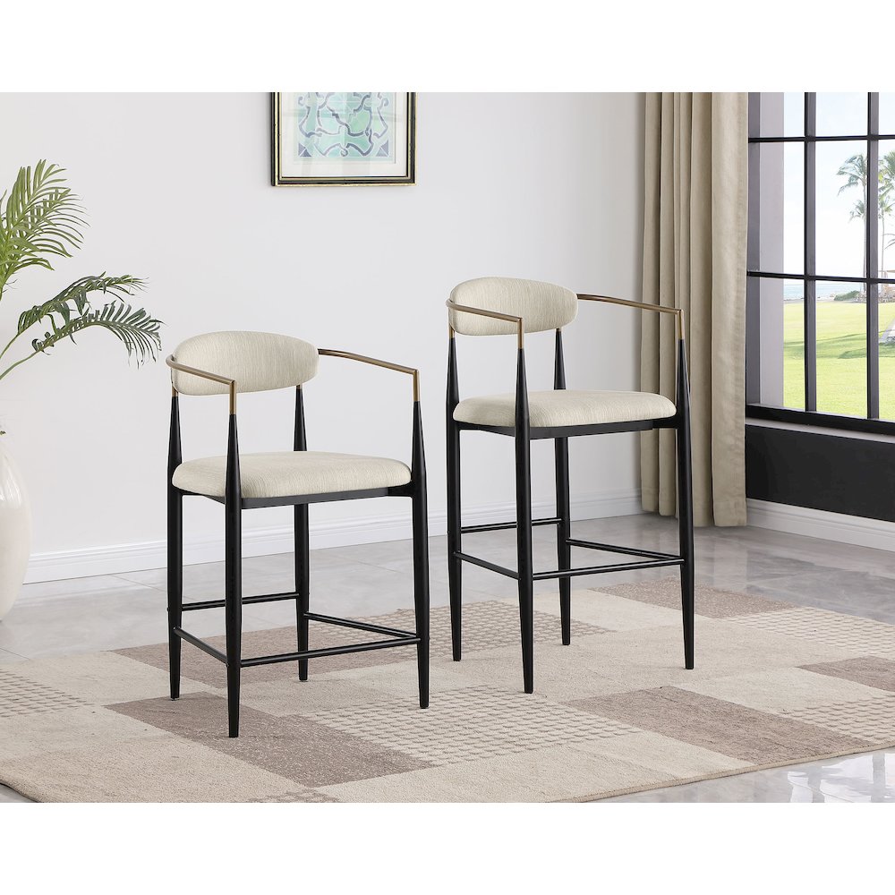 Tina Fabric Upholstered Bar Chair Beige (Set of 2)