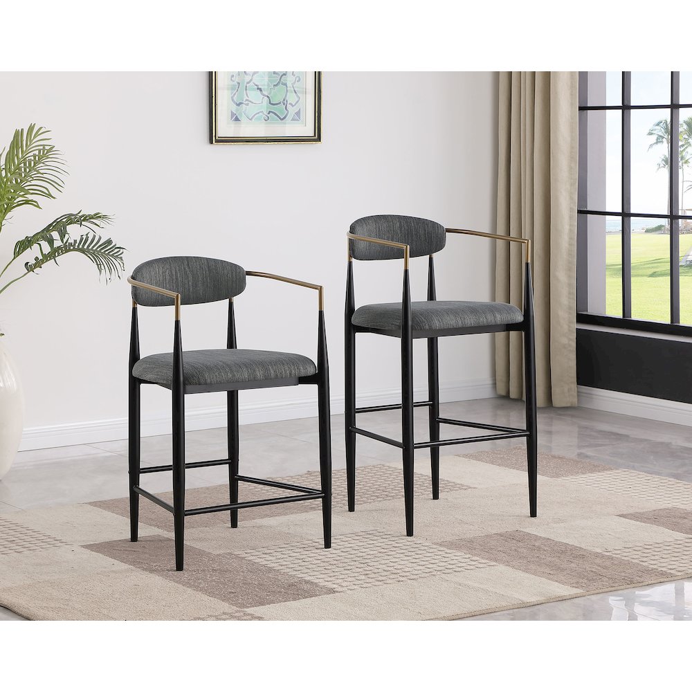 Tina Fabric Upholstered Bar Chair Dark Grey (Set of 2)
