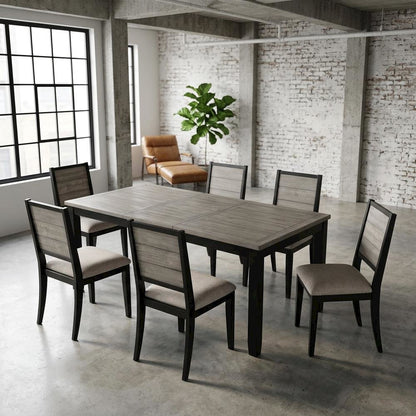Wood Farmhouse Dining Table and Chairs Set with Extension Leaf, Black